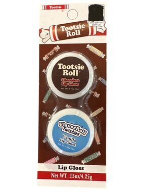 2003 Lotta Luv TOOTSIE ROLL Chocolate+FlavorRoll Twisties Vanilla Lip Gloss Balm